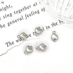 Сердце Прелести соединителя сплава, платина, сердце, 8x5 мм