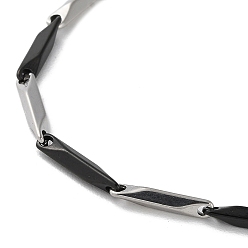 Negro 201 collares de cadena de eslabones de barra de acero inoxidable para hombres y mujeres, negro, 19.76 pulgada (50.2 cm)