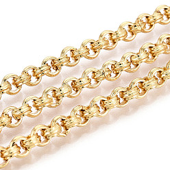 Золотой Латунные звенья цепи, несварные, с катушкой, золотые, 5x2 мм, около 32.81 футов (10 м) / рулон