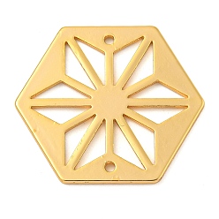 Настоящее золото 18K Латунные подвески, шестигранник с подвесками в виде сот, реальный 18 k позолоченный, 24x21x1 мм, отверстие : 1~1.2 мм