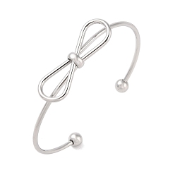 Нержавеющая Сталь Цвет Не тускнеющий бант 304 браслеты-манжеты из нержавеющей стали для женщин, цвет нержавеющей стали, внутренний диаметр: 2x 2-3/8 дюйм (5x6.15 см)