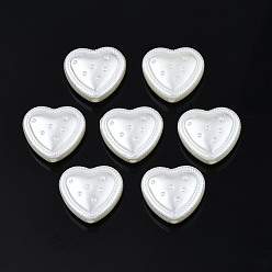 Creamy White ABS Plastic Imitation Pearl Beads, Heart, Creamy White, 12x13.5x6mm, Hole: 1.5mm, about 900pcs/500g