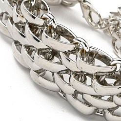 Platine Bracelets larges multi-brins en fer pour femmes, platine, 6-1/2 pouce (16.55 cm), 23mm