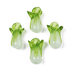 Желто-Зеленый Бусины лэмпворк , капуста, желто-зеленый, 19~20.5x10~12.5x10~12 мм, отверстие : 0.8~2 мм