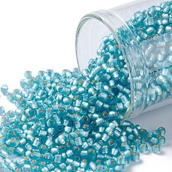 (23F) Silver Lined Frost Aquamarine TOHO Round Seed Beads, Japanese Seed Beads, (23F) Silver Lined Frost Aquamarine, 11/0, 2.2mm, Hole: 0.8mm, about 1110pcs/bottle, 10g/bottle