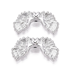 Plata Plateada Granos de acrílico de recubrimiento uv, ala de ángel y corazón, Plata Plateada, 21.5x39.5x10 mm, agujero: 2 mm