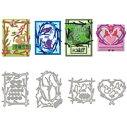 Branch Углеродистая сталь разрезает трафареты, для diy scrapbooking, Фотоальбом, декоративная бумага для тиснения, форма для поздравительных открыток, филиал, 103~149x108~114x0.8 мм, 4 шт / комплект