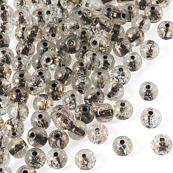 Brun De Noix De Coco 100 pièces de perles de verre transparentes craquelées, ronde, une feuille d'or, brun coco, 8~8.5mm, Trou: 0.8~0.9mm
