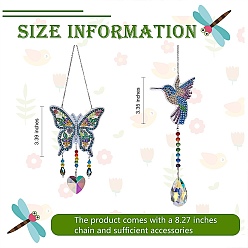 Mixed Color 2 Sets 2 Style DIY Diamond Painting Wind Chime Kits, with Diamond Painting Bag, Rhinestones, Mixed Shape, Mixed Color, 1 set/style