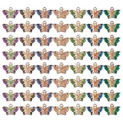 Золотой 25шт 5 стили сплав эмаль кулон градиент двухцветная бабочка серьги «сделай сам» брелок кулон аксессуары материалы, разноцветные, 21.7x15.3 мм, отверстие : 1.8 мм