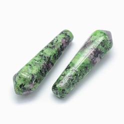 Ruby in Zoisite Natural Ruby in Zoisite Pointed Beads, Healing Stones, Reiki Energy Balancing Meditation Therapy Wand, Bullet, Undrilled/No Hole Beads, 30.5x9x8mm