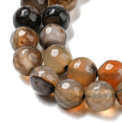 Camel Natural Agate Beads Strands, Dyed & Heated, Round, Faceted, Camel, 6mm, Hole: 1mm, about 62pcs/strand, 14.37~14.76 inch(36.5~37.5cm)