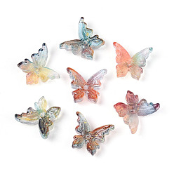 (52) Непрозрачная лаванда Выпечка окрашенные стеклянные бусины, бабочка, с золотой порошок, два тона, разноцветные, 12~12.5x14x4.5~5 мм, отверстие : 1.2 мм, Около 1587 шт / 1000 г