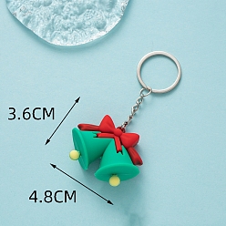 Christmas Bell Пвх пластиковый брелок, Новогодняя тема, Рождественский колокольчик, кулон: 3.6x4.8 см