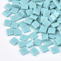 (TL412) Opaque Turquoise Green MIYUKI TILA Beads, Japanese Seed Beads, 2-Hole, (TL412) Opaque Turquoise Green, 5x5x1.9mm, Hole: 0.8mm, about 590pcs/50g