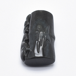 Obsidian Natural Ice Rainbow Obsidian Pendants, 32x18x10.5mm, Hole: 1.5mm