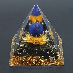 Ляпис-Лазурь Генераторы энергии смолы оргонитовой пирамиды, чипсы из натурального лазурита рейки внутри для украшения стола домашнего офиса, 60 мм