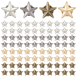 Mixed Color 100Pcs 4 Colors Alloy Star Lapel Pin Back Brooch, Badge for Backpack Clothes, Mixed Color, 17x18x4mm, 25pcs/color