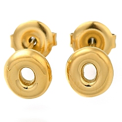 Letter O 304 из нержавеющей стали серьги, реальный 14 k позолоченный, ионное покрытие (ip), Письмо O, 7.5x6.5 мм