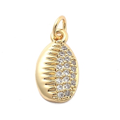 Shell Shape Покрытие стойки латунь с подвесками из фианита, долговечный, без свинца и без кадмия, подвески в форме ракушек, с целью перехода в кольце, формы раковины, 16x11x3 мм, отверстие : 3 мм