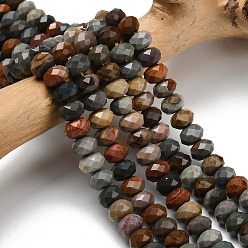 Разноцветный Бусы из натурального алашанского агата, граненые, рондель, красочный, 8x5.5 мм, отверстие : 1.2 мм, около 69 шт / нитка, 15.16'' (38.5 см)