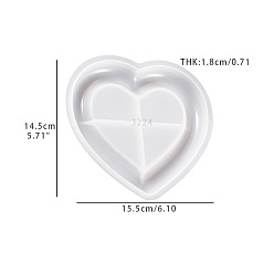 Heart Cup Mat Silicone Molds, Resin Casting Coaster Molds, For UV Resin, Epoxy Resin Craft Making, White, Heart, 145x155x18mm