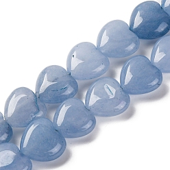 Васильковый Природные Аквамарин бисер нитей, сердце, окрашенные, васильковый, 11.5~12x11.5~12x5~5.5 мм, отверстие : 1 мм, около 33 шт / нитка, 15.16'' (38.5 см)