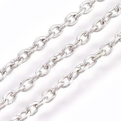 Platinum Iron Cable Chains, for DIY Jewelry Making, with Spool, Unwelded, Oval, Lead Free and Nickel Free, Platinum, 3x2x0.5mm, about 328.08 Feet(100m)/roll