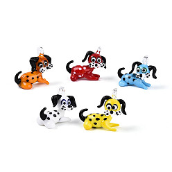 (52) Непрозрачная лаванда Подвески лэмпворк ручной работы, амулеты в виде пятнистых собак, разноцветные, 27~31.5x34~37.5x17.5~18.5 мм, отверстие : 3.5~4.5x3.5~4 мм