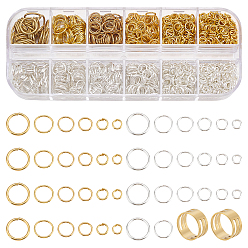 Золотой & Серебряный 12 стили железных открытых прыжковых колец, 2 латунные кольца шт., помощника инструмент, золотой и серебряный, 4~10x0.7~1 мм, 18~21 датчик, внутренний диаметр: 2.6~8 мм