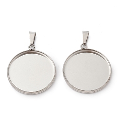 Нержавеющая Сталь Цвет 304 Настройки кабошон из нержавеющей стали кулон, плоско-круглые, цвет нержавеющей стали, лоток : 20 мм, 30.5x21.5x3.5 мм, отверстие : 2.5x6 мм