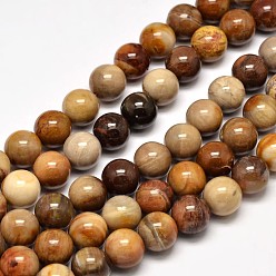 Petrified Wood Natural Petrified Wood Round Bead Strands, 10mm, Hole: 1mm, about 37pcs/strand, 15 inch