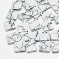 White Synthetic Turquoise Cabochons, Square, White, 12x12x2mm