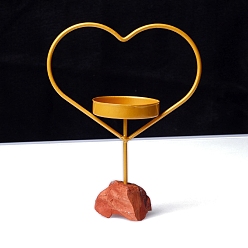 Сердце Металлические подсвечники, с натуральными красными яшмовыми основаниями, сердце, 170x70 мм