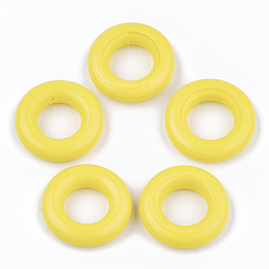 Yellow Painted Wooden Linking Rings, Ring, Yellow, 24.5x6mm, Hole: 12mm