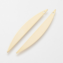 Настоящее золото 18K Латунные подвески, без никеля , реальный 18 k позолоченный, 50x6x0.5 мм, отверстие : 1 мм