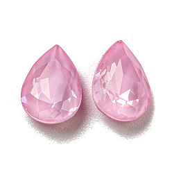 Rosaline Glass Rhinestone Cabochons, Point Back & Back Plated, Faceted, Teardrop, Rosaline, 10x7x4mm
