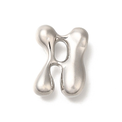 Letter D Стойки обшивки латунные бусины, письмо-шар, для изготовления именных ожерелий, долговечный, без свинца и без кадмия, платина, Буква D, 23.5x17x7 мм, отверстие : 2 мм