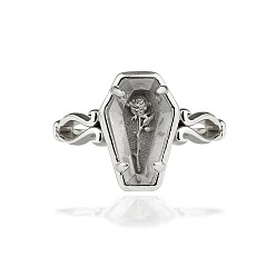 Платина Гроб из смолы с открытым манжетным кольцом в виде розы, ювелирные изделия из сплава для женщин, платина, размер США 8 (18.1 мм)