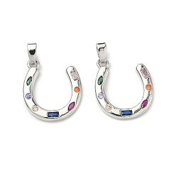 Платина Латунные микро проложить кубического циркония подвески, арочные прелести, платина, 18.5x16x2 мм, отверстие : 5x2.6 мм