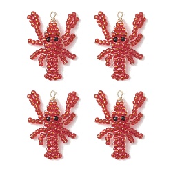 Помидор Стеклянные подвески из бисера, креветочное очарование, с медной проволокой, золотой свет, помидор, 29x25x2.5 мм, отверстие : 2.5 мм