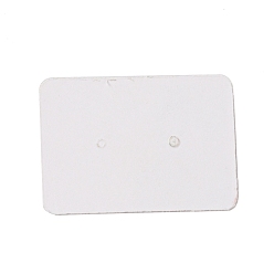 White Rectangle Paper Jewelry Display Cards for One Pair Earring Storage, Women Pattern, White, 2.5x3.5x0.05cm, Hole: 1.4mm
