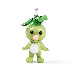 Желто-Зеленый Кулоны ручной работы в виде мультяшных редисок, выполненные методом лэмпворка., желто-зеленый, 36.5~39.5x19~19.5x15.5~17.5 мм, отверстие : 2.8~3.2x2.8~3.2 мм