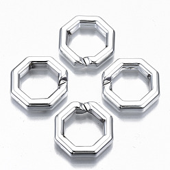 Platinum CCB Plastic Linkings Rings, Quick Link Connectors, For Jewelry Cross Chains Making, Octagon, Platinum, 25x25x6mm, Inner Diameter: 16.5x16.5mm