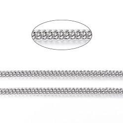 Stainless Steel Color Tarnish Resistant 201 Stainless Steel Cuban Link Chains, Chunky Curb Chains, Unwelded, Stainless Steel Color, 6.5mm, link: 9x6.5x1mm