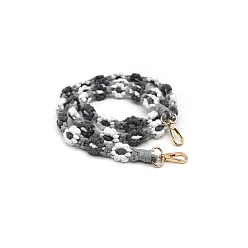 Gray Macrame Daisy Cotton Rope & Polyester Weave Bag Handles, for Bag Making, Gray, 130x2cm