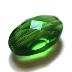 Зеленый Имитация Австрийские кристаллические шарики, класс AAA, граненые, овальные, зелёные, 9.5x6x4.5 мм, отверстие : 0.7~0.9 мм