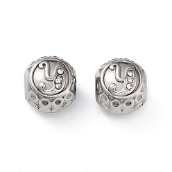 Letter Y 304 горный хрусталь из нержавеющей стали европейские шарики, круглый крупные бусины отверстие, реальный 18 k позолоченный, круглый с письмом, Письмо Y, 11x10 мм, отверстие : 4 мм