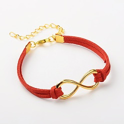 Малиновый Искусственные замши сплава шнур бесконечности ссылка браслеты, с карабин-лобстерами , малиновый, 178 мм