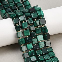 Малахит Природного малахита бисер нитей, кубические, с бисером, 7~9.5x7~9x7.5~9 мм, отверстие : 1~1.2 мм, около 37~42 шт / нитка, 15.20~15.59'' (38.6~39.6 см)